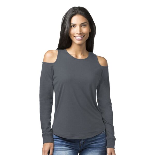 Women's Cold Shoulder Long Sleeve T-Shirt Thumbnail