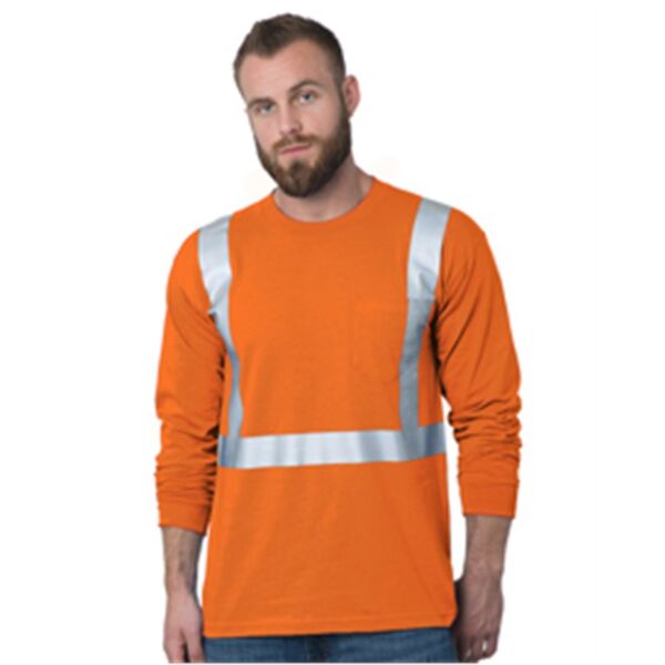 Unisex USA-Made 50/50 Hi-Visibility Long Sleeve Pocket T-Shirt Thumbnail